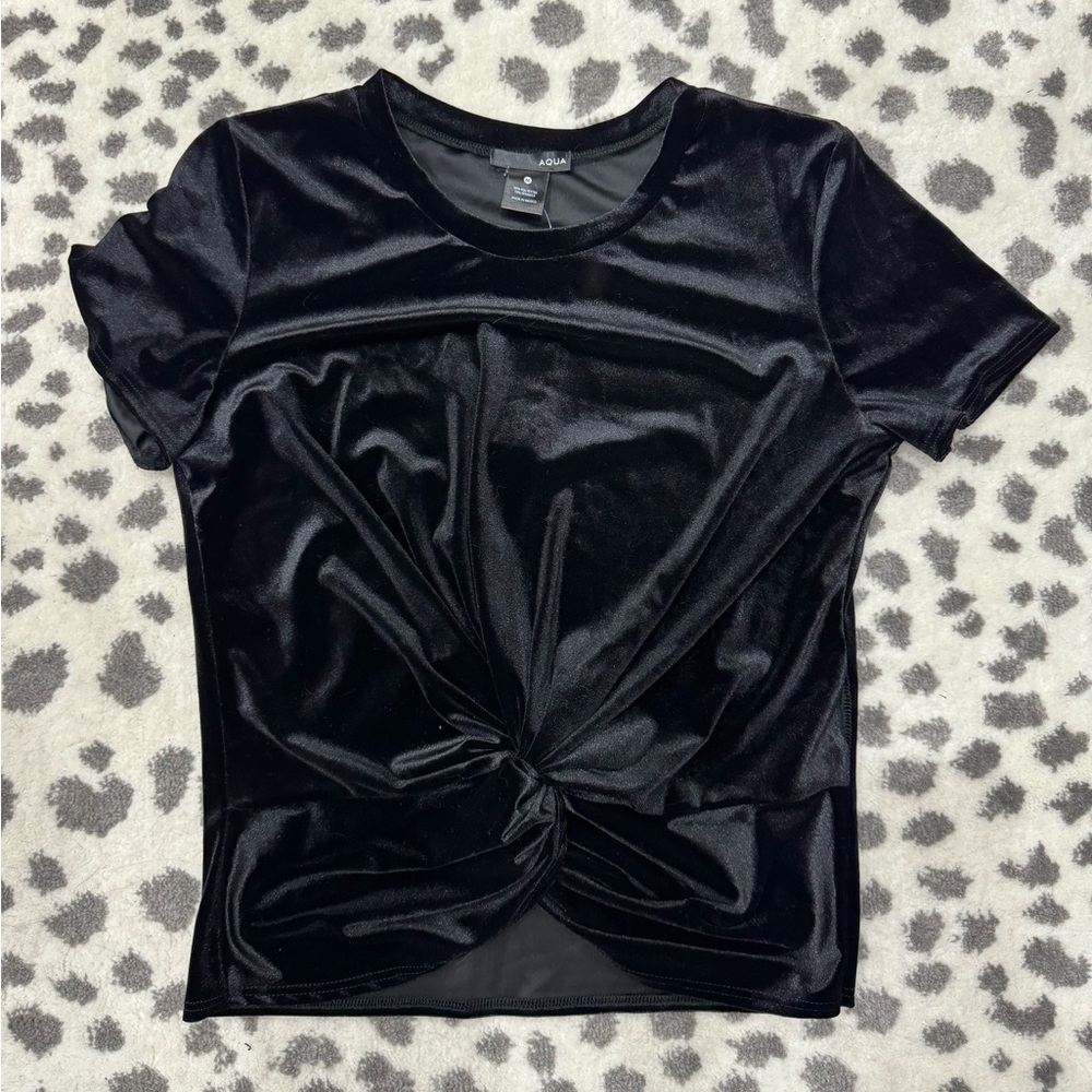 Women’s Aqua Tshirt with bottom Knot - black - sz medium - NWT